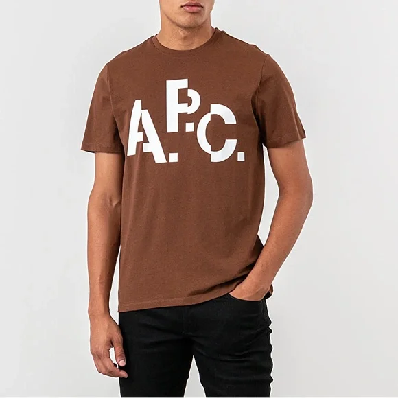 A.P.C. brown logo t-shirt - XL - Picture 1 of 7